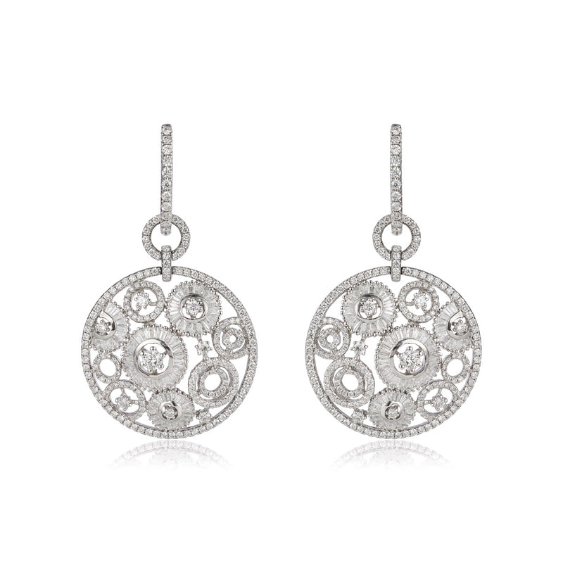 Round Dangle Diamond Earrings