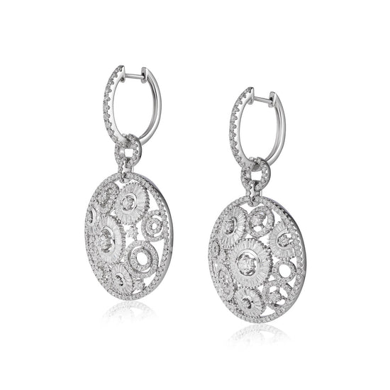 Round Dangle Diamond Earrings