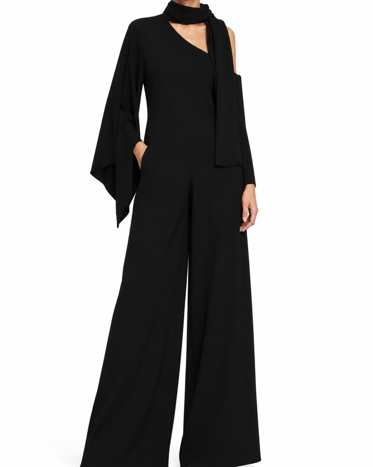 Elegant Valentino one-shoulder gown featuring flowing fabric and sophisticated design, perfect for formal occasions.