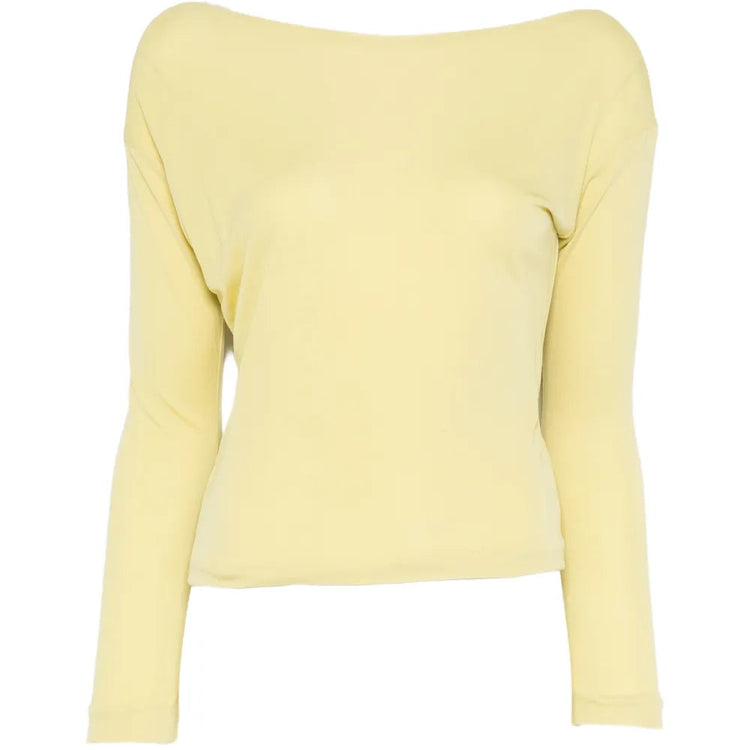 Yellow silk top by Emilio Pucci, featuring a stylish sleeveless design with a smooth, luxurious fabric and elegant drape.