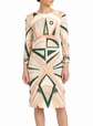 Emilio Pucci geometric print long sleeve dress showcasing vibrant pattern and sleek silhouette for stylish evening wear.