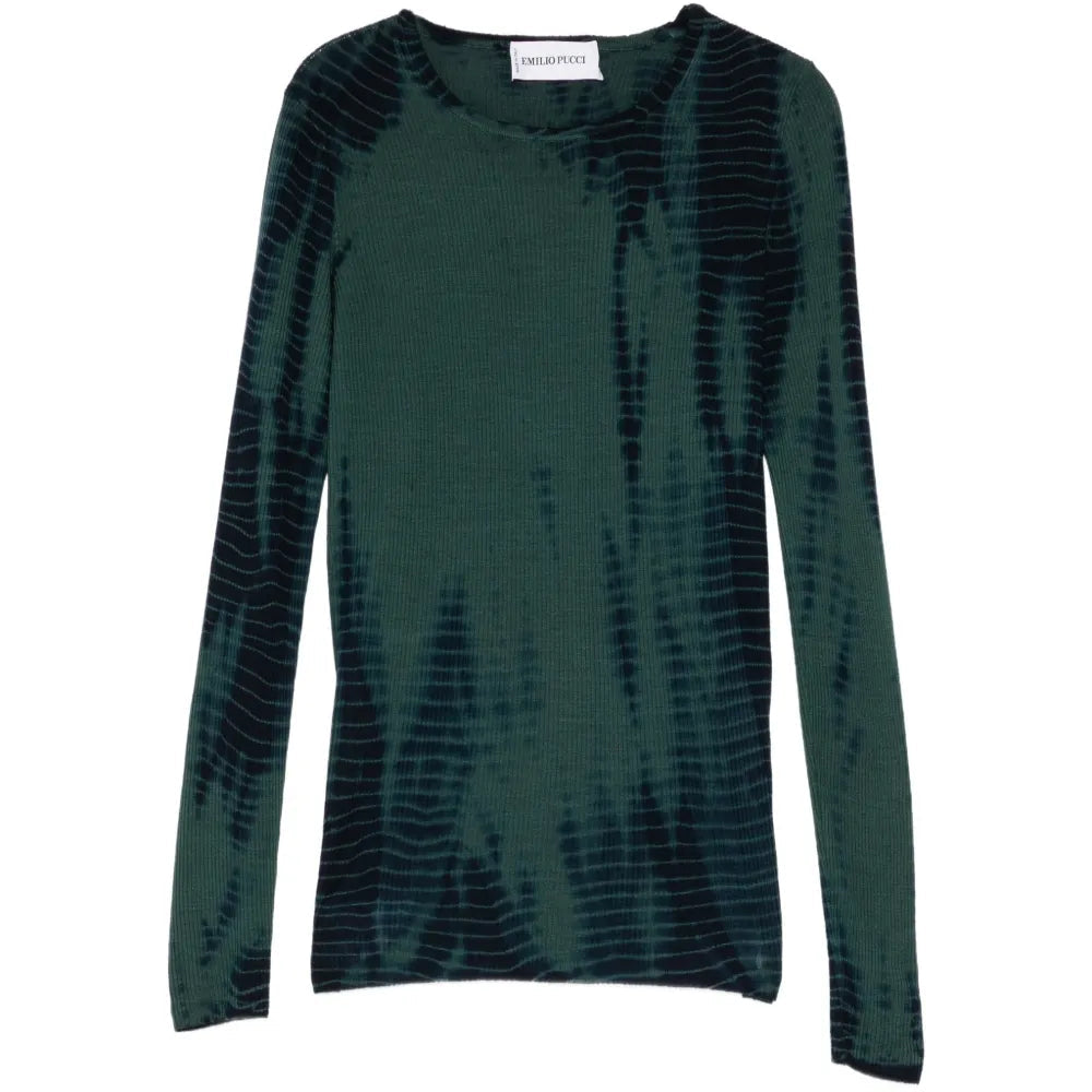 Emilio Pucci green tie-dye wool top, stylish women&