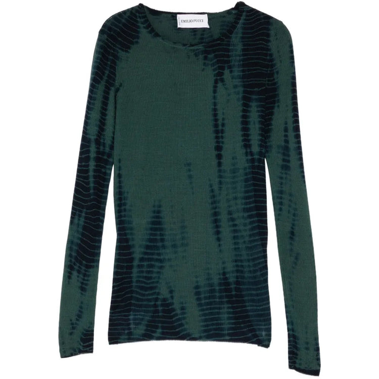 Emilio Pucci green tie-dye wool top, stylish women&