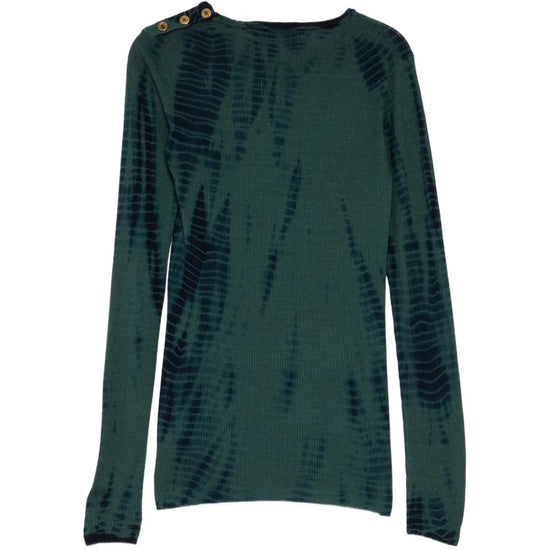 Emilio Pucci green tie-dye wool top, stylish long-sleeve garment with vibrant pattern, perfect for casual or chic outfits.