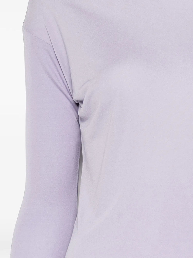 Emilio Pucci lilac silk long-sleeve top, elegant women’s blouse with a smooth, shiny fabric and classic fit.
