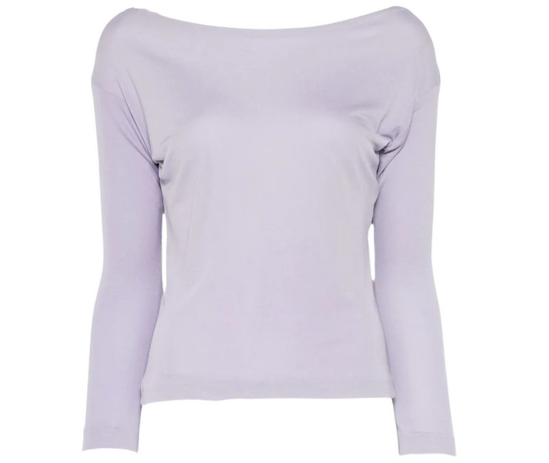 Emilio Pucci lilac silk long-sleeve top featuring a smooth, elegant fabric and classic design, perfect for stylish casual wear.