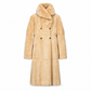Fendi Alta Moda peach sheared mink reversible long coat with shallow hood, double-breasted button closure and panelled construction. 