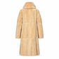 Fendi Alta Moda peach sheared mink reversible long coat with shallow hood, double-breasted button closure and panelled construction.