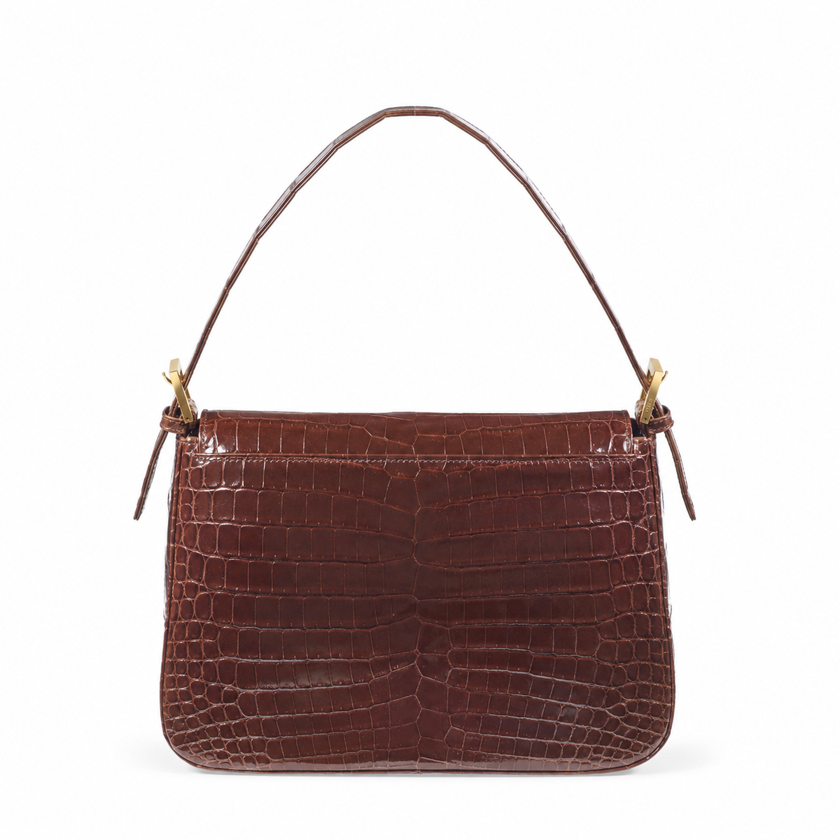 Fendi Rare Crocodile Mamma Baguette Shoulder Bag in elegant crocodile leather with a sleek design.