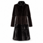 Fendi black sheared mink long coat with glossy mink collar and hem trim, long sleeves and panelled construction.