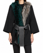 Fendi fur collar coat hanging on a clothing rack, stylish winter outerwear with a plush fur collar and tailored design.