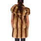 Fendi beige and brown hooded fur gilet with plush texture, sleeveless longline silhouette, rounded shoulders and vertical panel detailing.