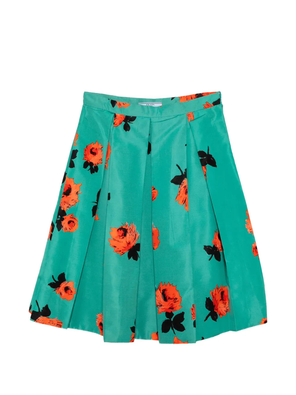Prada Floral Turquoise Pleated Skirt
