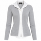 Grey Chanel cashmere shirt with a detachable collar, stylish tops featuring soft, luxurious fabric and elegant design.
