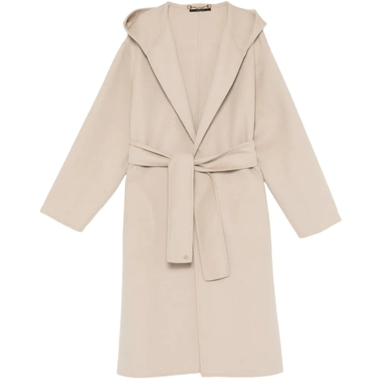 Gucci beige wool wrap coat with wide collar and belt, stylish outerwear for cold weather, shown on a neutral background.