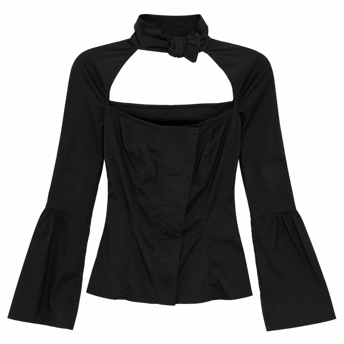 Gucci black square cutout blouse from the FW 2004 collection, stylish tops with unique cutout design.