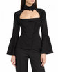 Gucci black square cutout blouse from the FW 2004 collection, stylish tops with unique cutout design.
