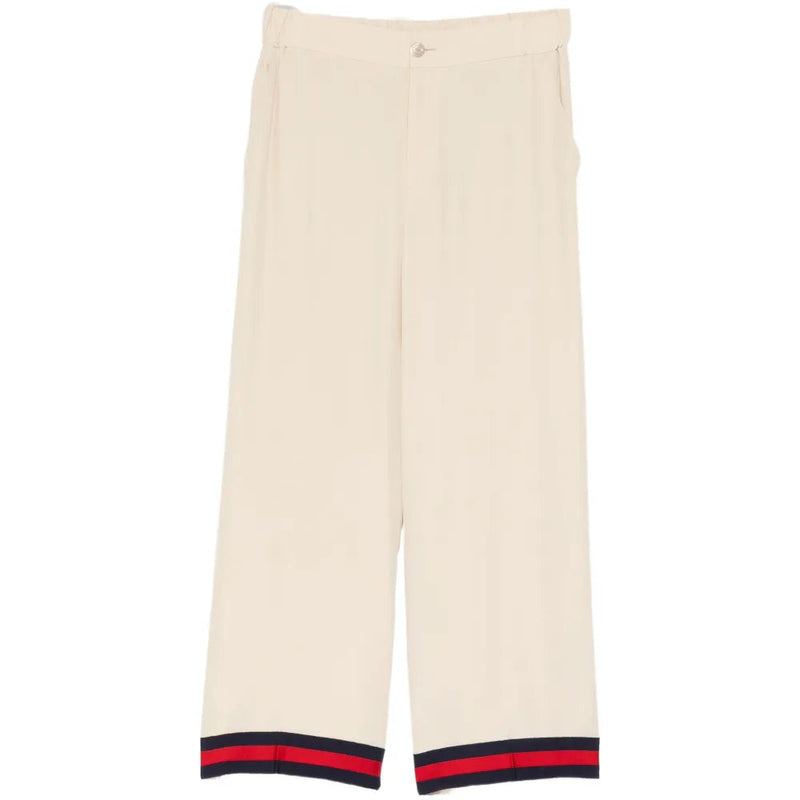 Gucci silk wide-leg trousers with a smooth, flowing fabric and tailored fit, displayed on a neutral background.