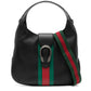 Gucci Web Stripe Dionysus Hobo Bag in black with signature shoulder strap and gold-tone hardware, stylish and versatile accessory.