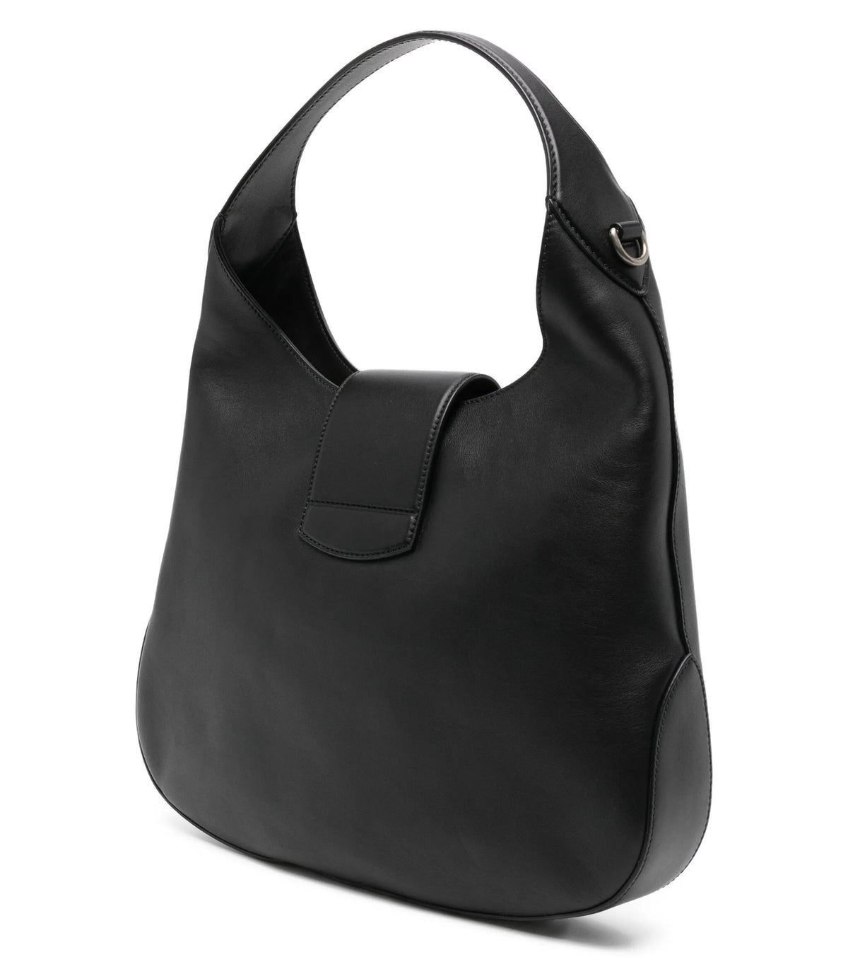 Gucci Web Stripe Dionysus Hobo Bag in black with signature shoulder bag design and web stripe pattern.