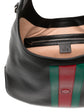 Black Gucci Web Stripe Dionysus Hobo Bag with shoulder strap and signature design, featuring the iconic Gucci stripe pattern.