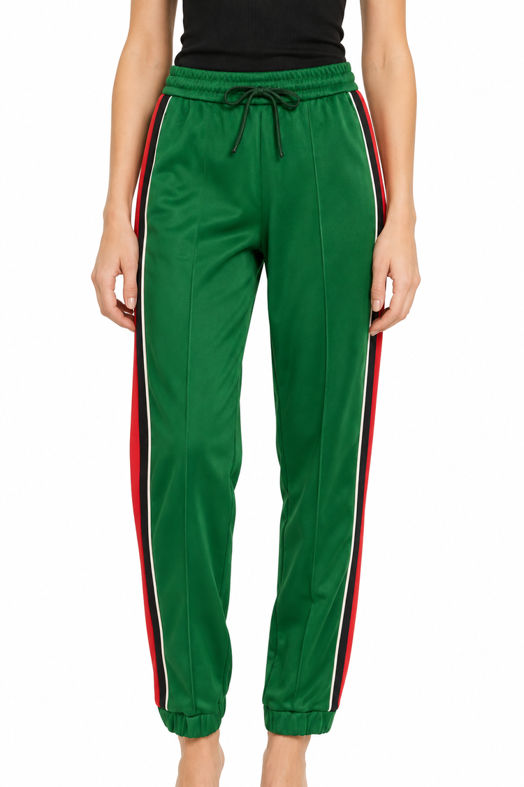 Gucci Web Stripe tracksuit trousers featuring signature stripe detail, comfortable fit, and casual sporty style.