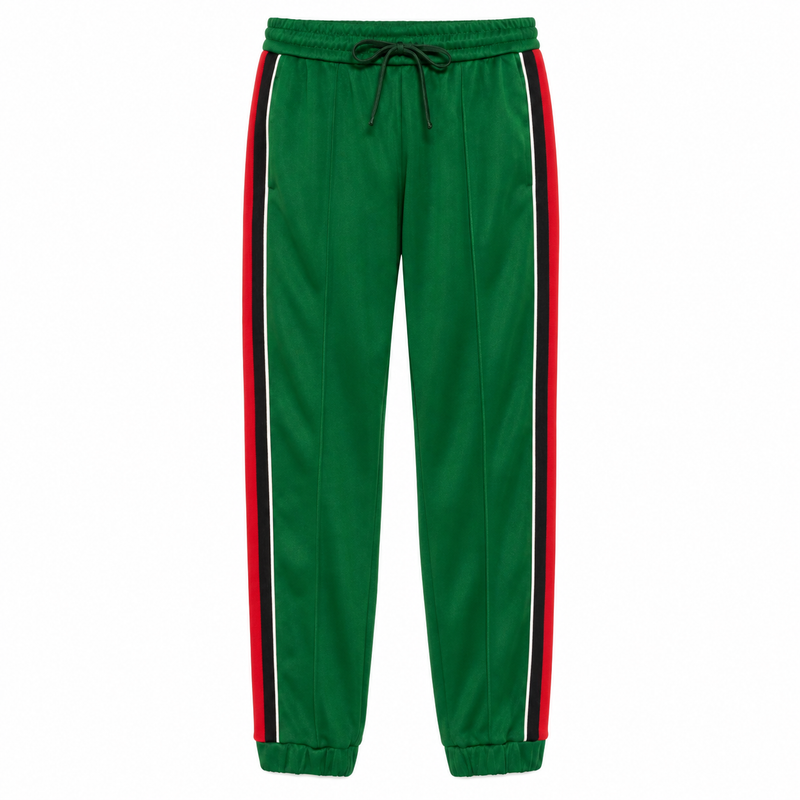 Gucci Web Stripe tracksuit trousers featuring signature stripe detail, comfortable fit, and casual sporty style.