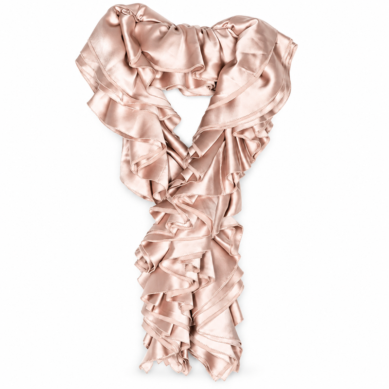 Gucci draped silk scarf featuring a luxurious, flowing design with vibrant colors and elegant pattern.