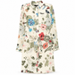 Gucci floral silk shirt dress featuring vibrant flower patterns and a tailored collar, perfect for elegant daytime wear.