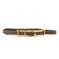 Gucci gold plated belt with brown leather strap, featuring a sleek and stylish design perfect for accessorizing.
