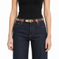 Vintage 1970s Gucci metal link belt with striped pattern, showcasing bold metal links and colorful striped design.