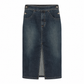 Gucci pencil denim skirt with high waist and classic stitching, styled with front pockets and a sleek fit.