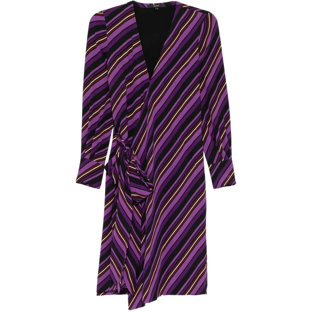 Gucci striped wrap dress featuring bold horizontal stripes and a stylish silhouette, perfect for elegant daytime wear.