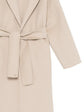 Gucci wool wrap coat shown in beige with wide lapels and belted waist, stylish and warm outerwear for winter.