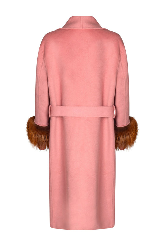 Prada Pink Wool Coat with Fur Cuffs