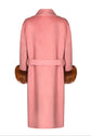 Prada Pink Wool Coat with Fur Cuffs