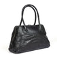 Black Crocodile Top Handle Tote