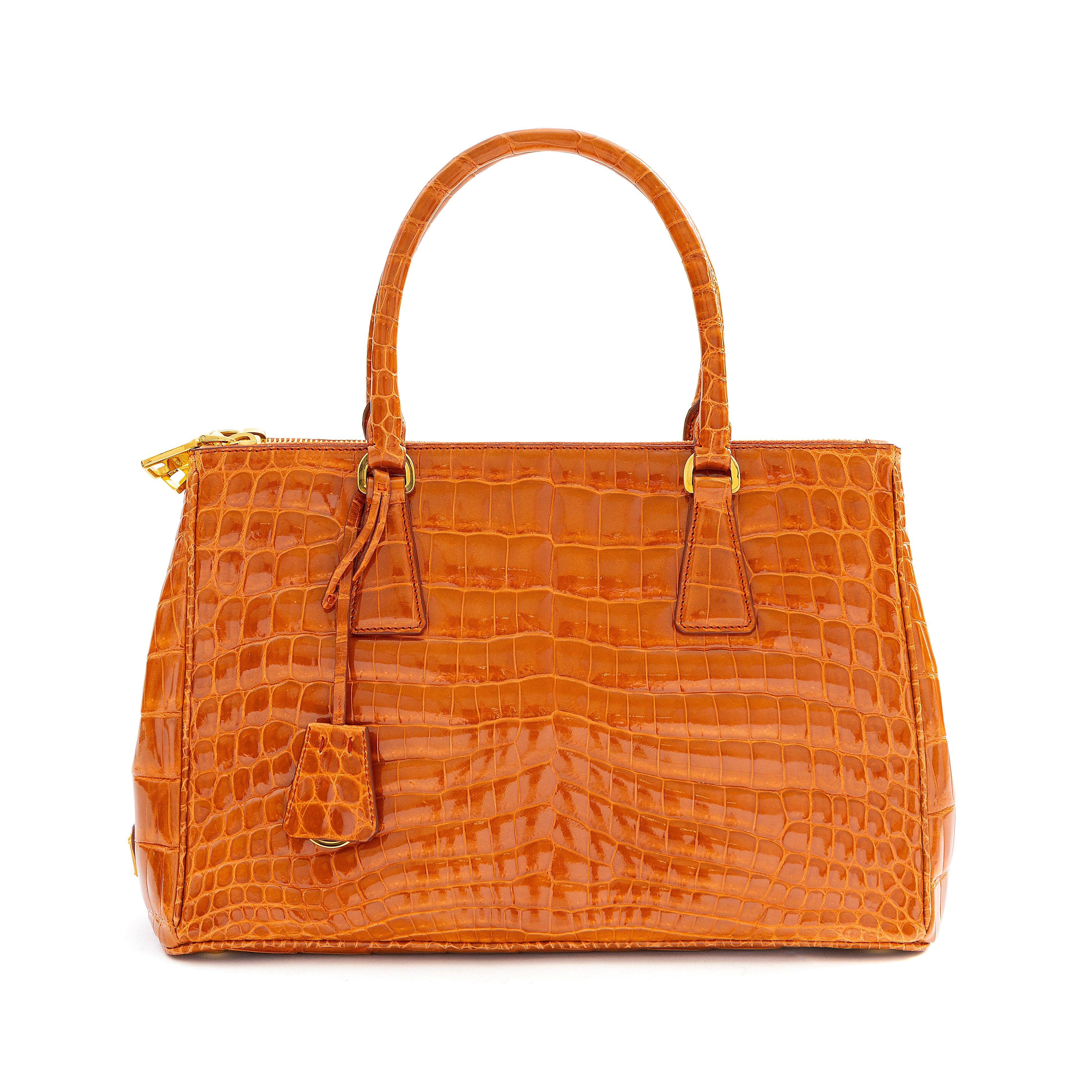 Prada Galleria Medium Orange Crocodile Leather Bag | Luxury