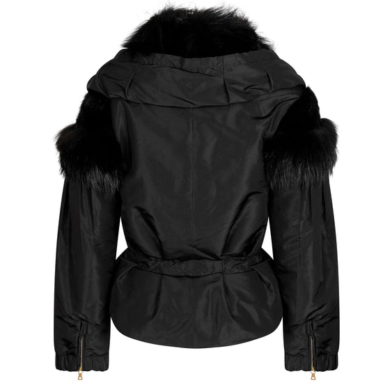 Black Fur Trim Puffer Jacket