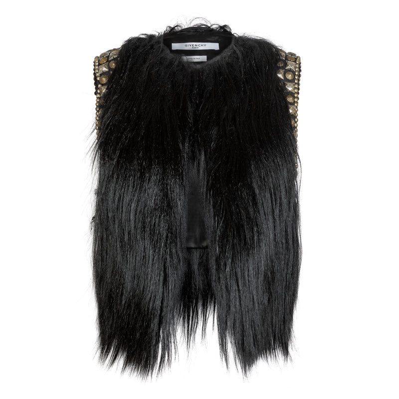 Gold Studded Fur Gilet