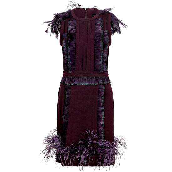 Purple Feather Wool Dress
