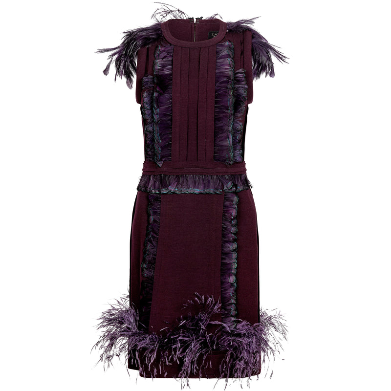 Purple Feather Wool Dress