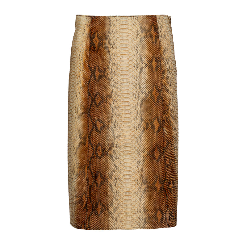 Beige Leather A-Line Skirt
