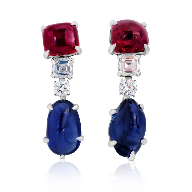 Bvlgari Earrings Sapphire and Ruby