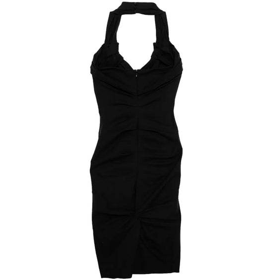 Dior halter neck cotton dress displayed from the side showing the stylish design and elegant fit.