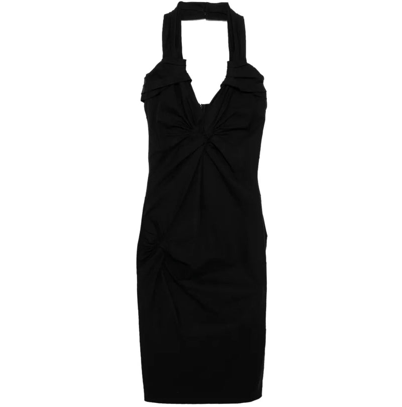Dior halter neck cotton dress featuring a sleeveless design, fitted waist, and elegant style, ideal for summer or casual occasions.