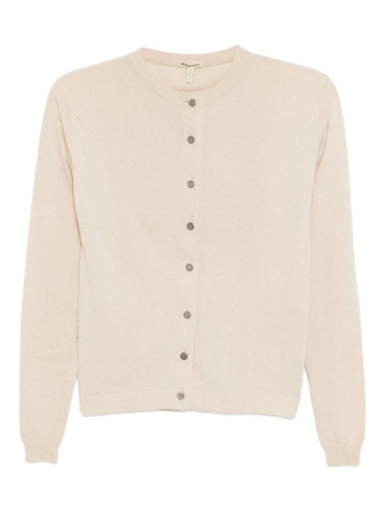 Hermès cream cashmere cardigan, soft knit top with a relaxed fit, featuring a classic open-front design and subtle brand details.