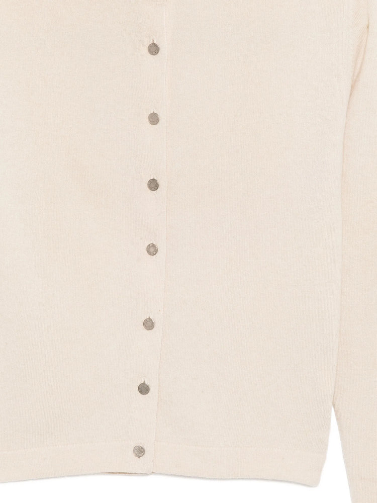 Hermès cream cashmere cardigan, soft knit top with button closure, stylish and cozy for elegant casual wear.