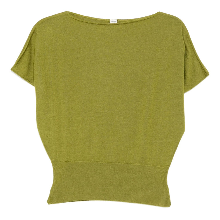 Hermès green cashmere top displayed flat, showcasing its soft texture and elegant design, perfect for stylish casual wear.