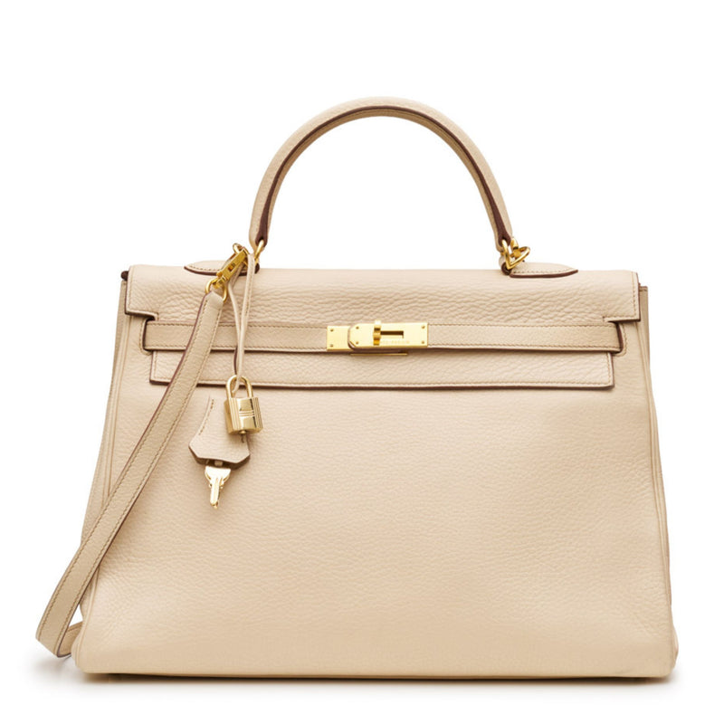 Hermès Kelly 35 Beige Clemence GHW top handle bag, image 1